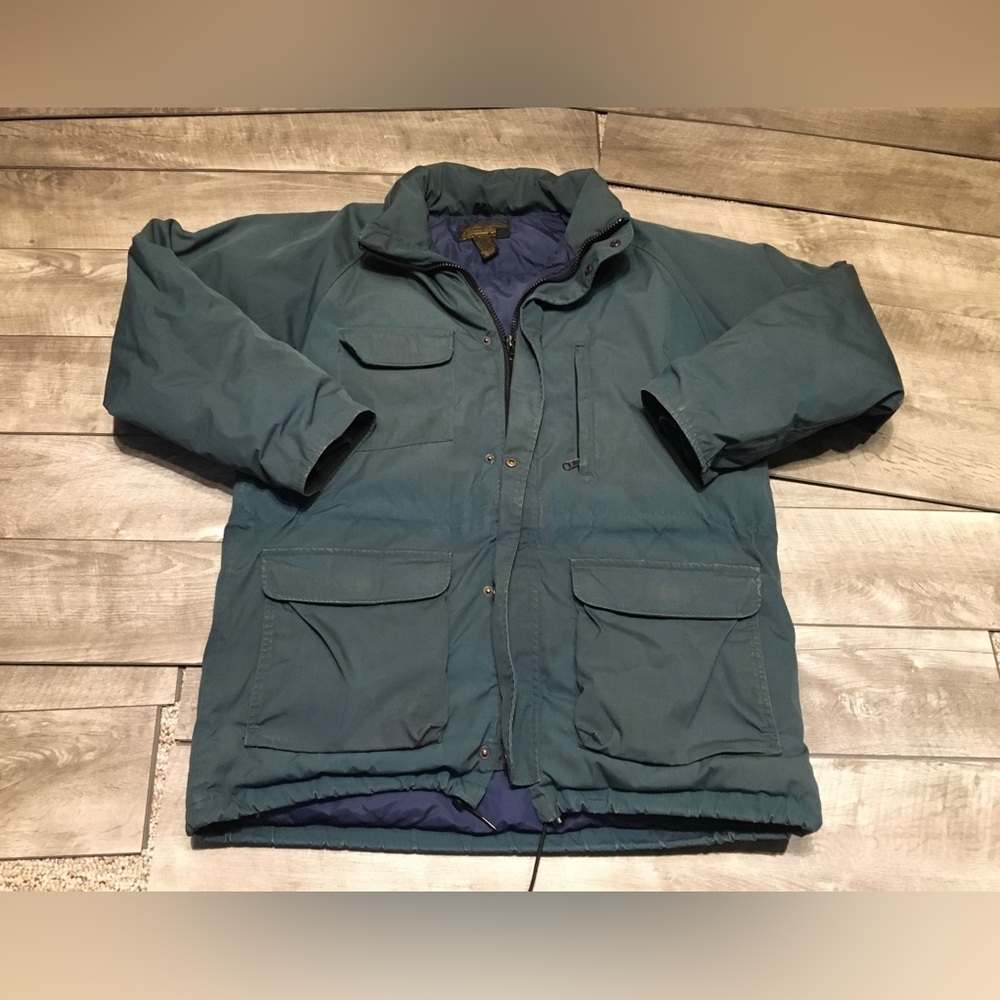 Vintage Eddie Bauer Goose Down Forest Green Puffer Puffy Coat Jacket Size Large